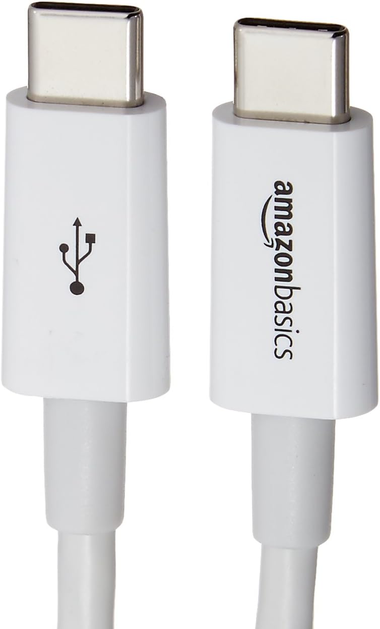 Amazon Basics USB-C to USB-C Fast Charging Cable, 480Mbps Speed, USB-IF Certified, for Apple iPhone 16/15, iPad, Samsung Galaxy, Tablets, Laptops, 9 Foot, White