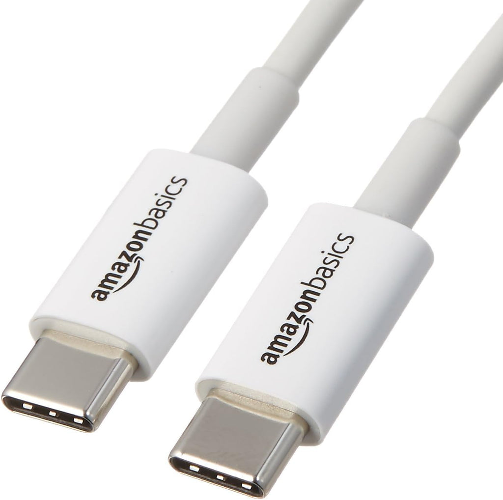 Amazon Basics USB-C to USB-C Fast Charging Cable, 480Mbps Speed, USB-IF Certified, for Apple iPhone 16/15, iPad, Samsung Galaxy, Tablets, Laptops, 9 Foot, White